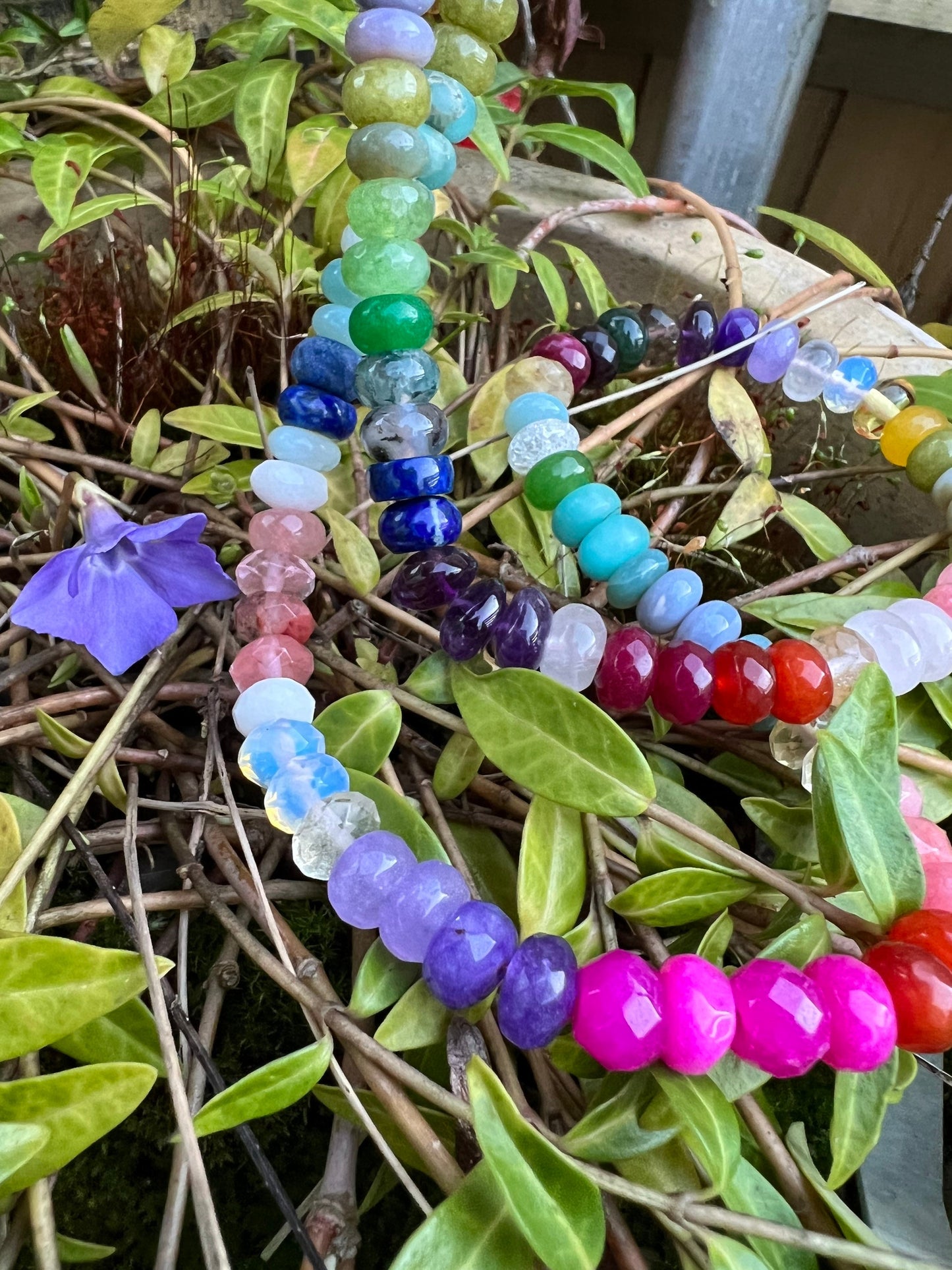 Custom Rainbow Multi Gemstone Beaded Necklace SOLID Silver Clasp (Gold Vermeil on request) - made to order CHAKRA balance 8mm