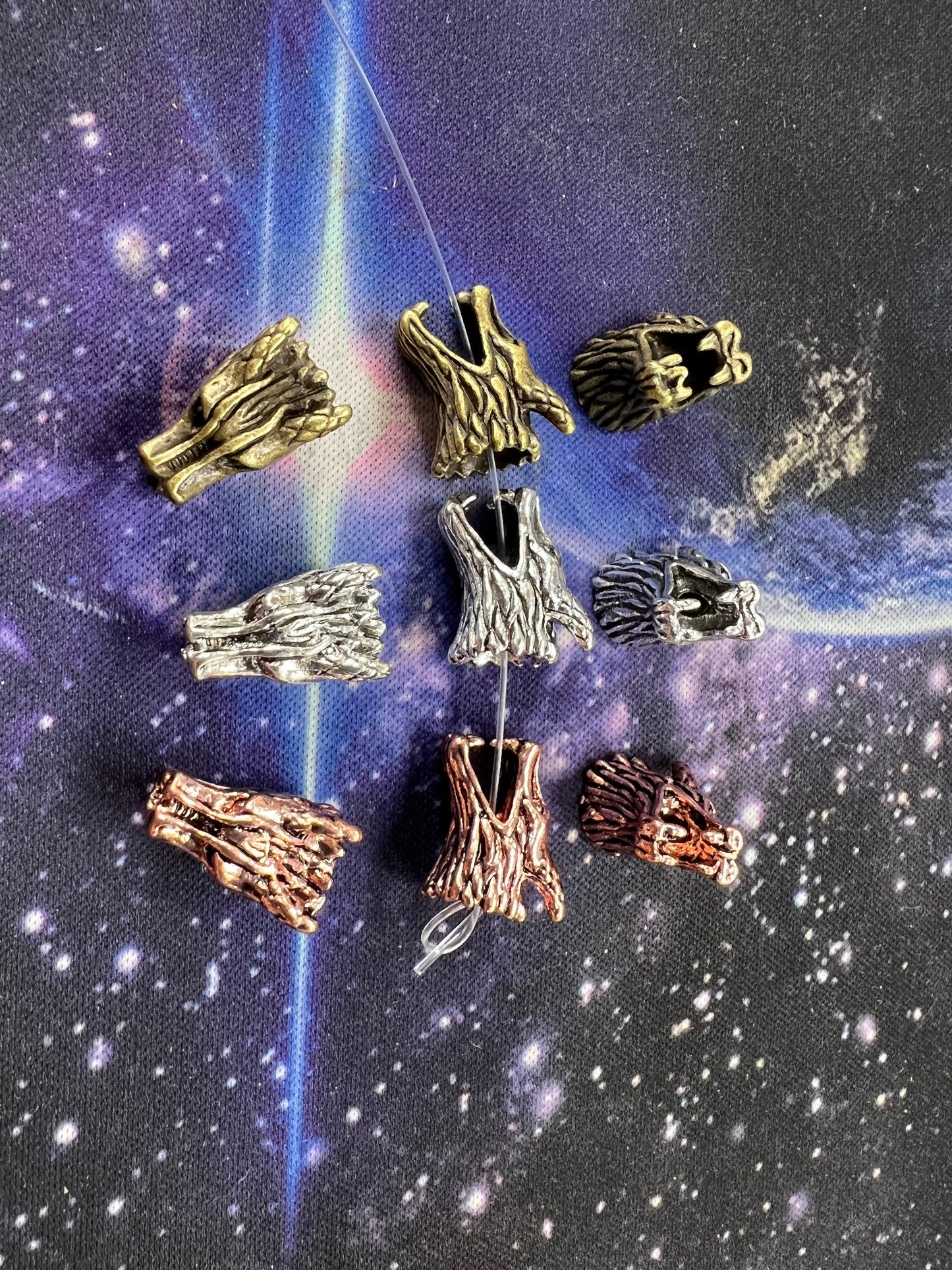 1 x Silver Copper Bronze Dragon Mythical Creature Head beads 16mm / 1 bead / Small order / Spacer beads / Mala beads Large hole