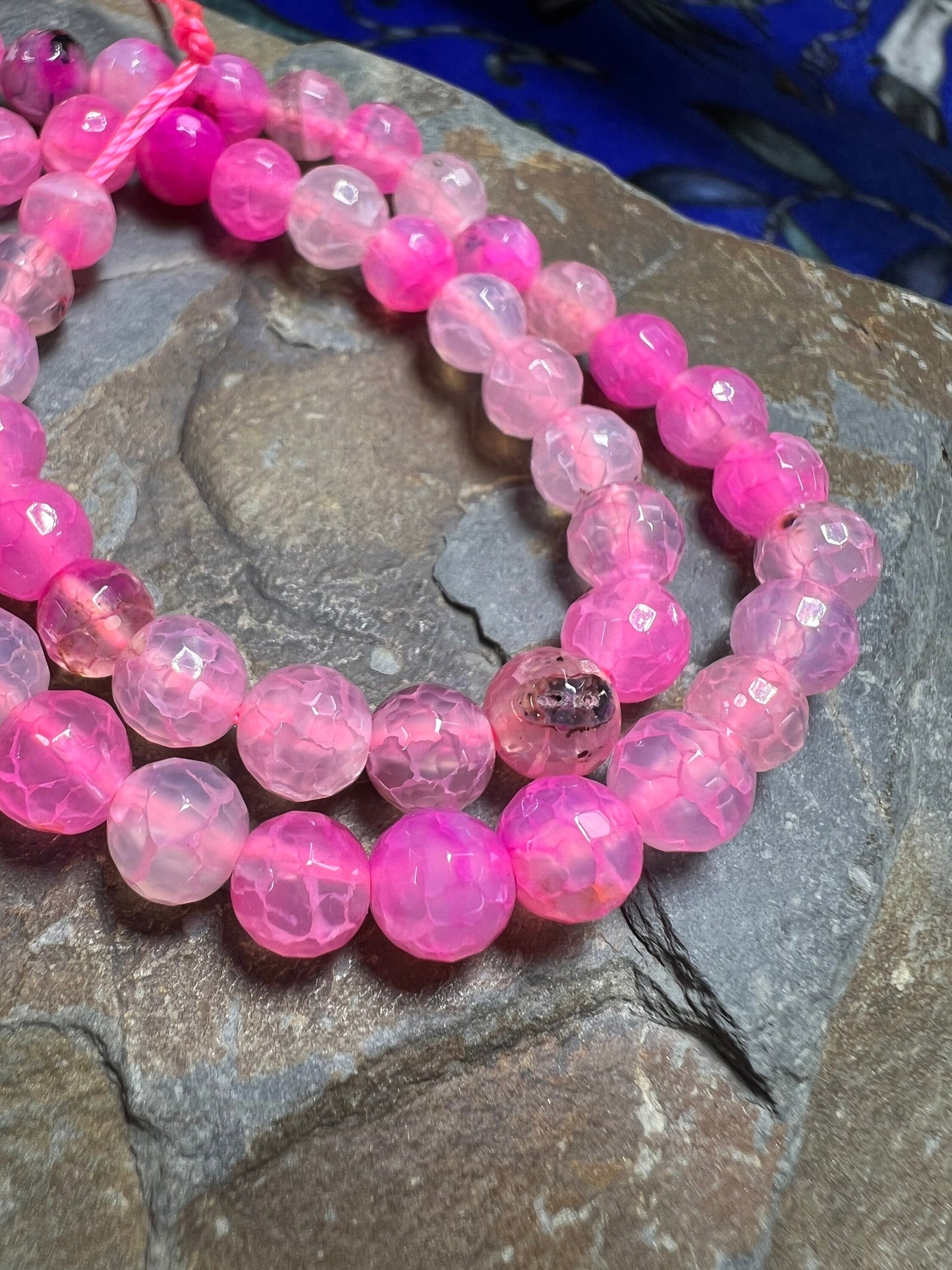6 x bright Candy pink mix Agate beads / Pink gemstone beads / small order beads / 6mm