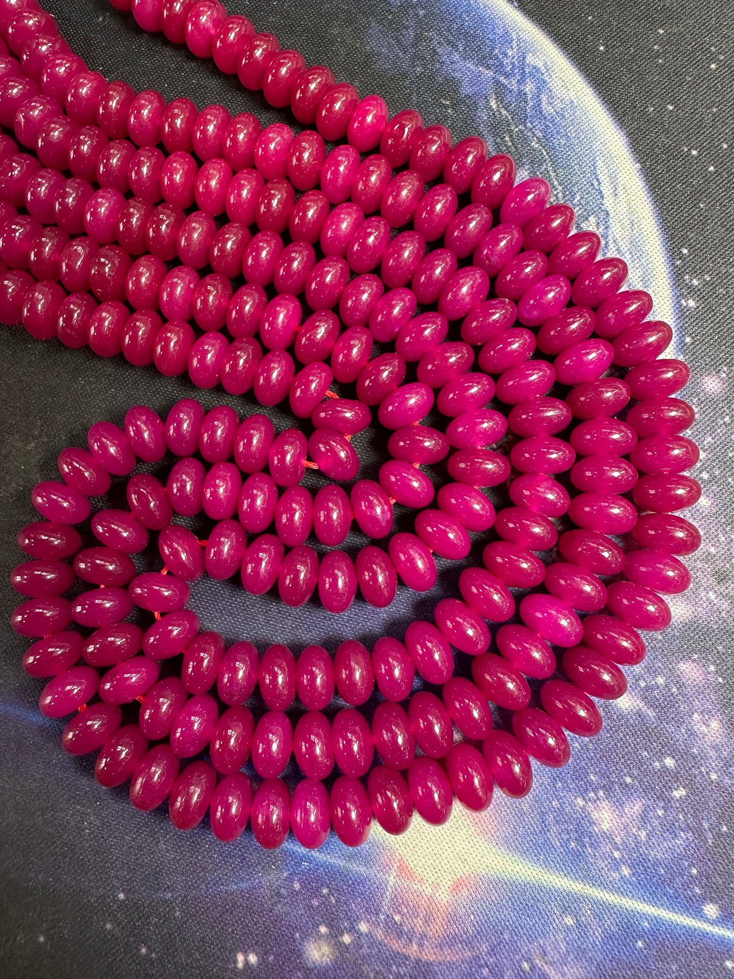 NEW Hot Deep Pink Chalcedony Smooth Rondelles 8 x 5 mm / jewellery beads / Rondelles / Gemstone Beads / Disc spacer beads