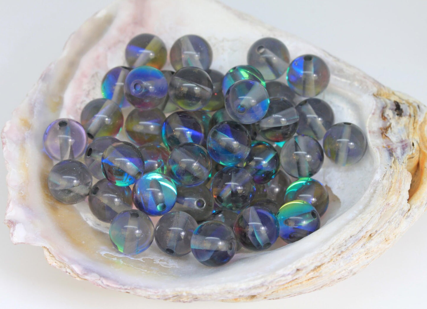 4 beads Blue Green Purple Rainbow Glass Magic Shine Beads 8 and 10 mm / Two Tone beads / Best ever Beads / Amazing sparkle beads / 4