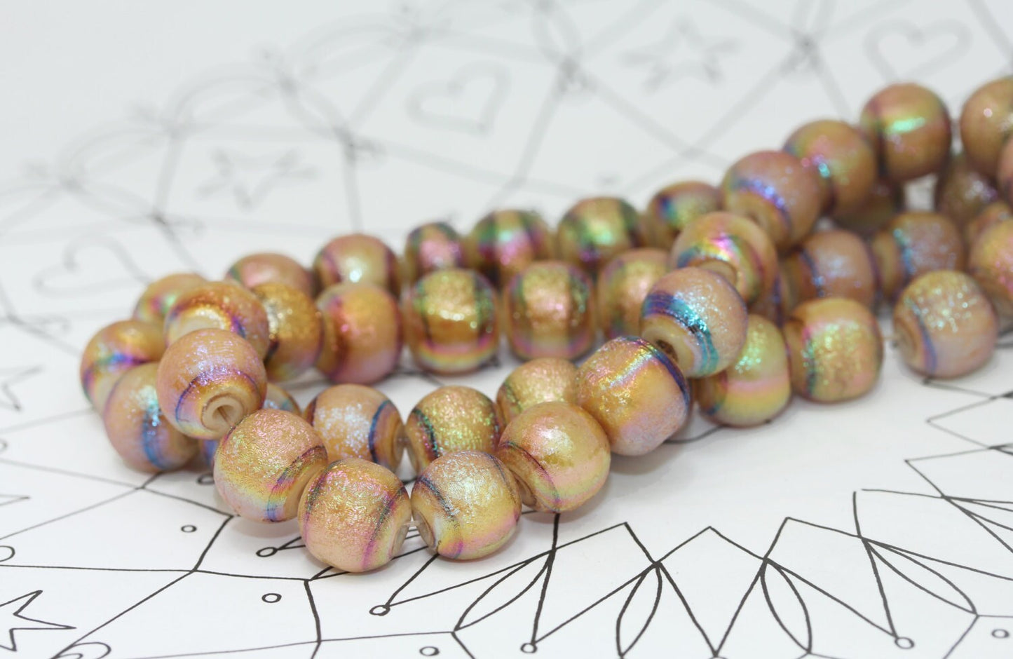 RUSTIC uneven Golden Rainbow Glass Magic Shine Beads 5 or 10 mm / Two Tone beads / Iridescent glass beads Drawbench beads 4 beads