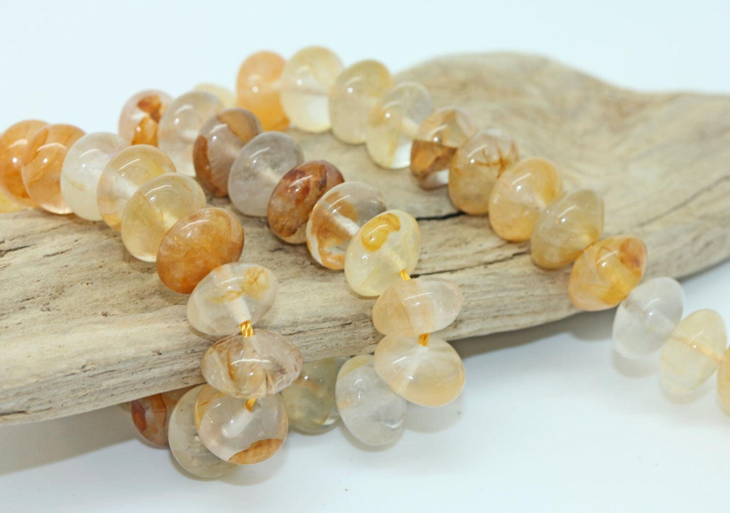 Citrine Natural Rondelle Beads 6 x 10mm / Golden Yellow Gemstone beads Citrine Beads / Depression Fighting Gemstone / 4 beads Small order
