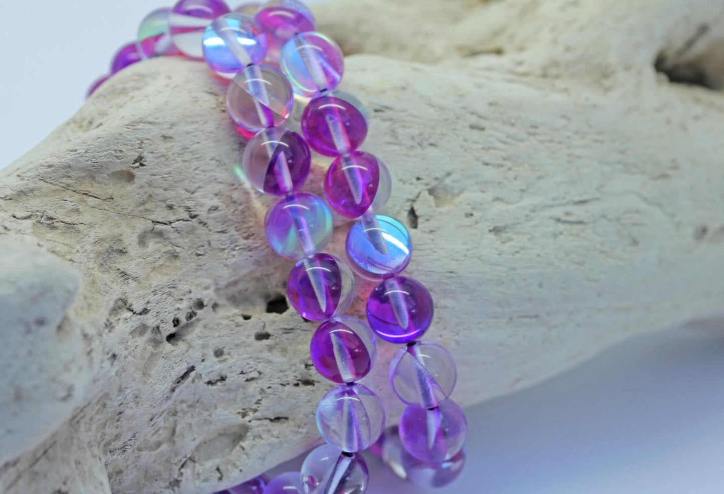 Pink Magenta Cerise Purple Blue Rainbow Crystal Glass Magic Shine Beads 8 mm Two Tone beads Best ever Beads Amazing sparkle beads 3 BEADS