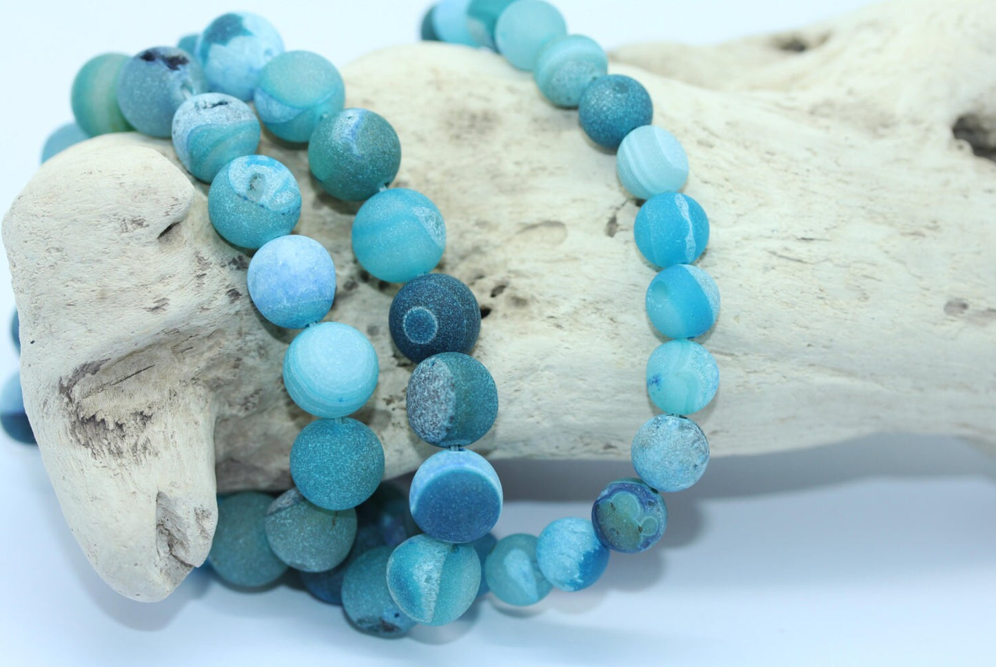 Turquoise Matte Blue Druzy Agate Beads 8mm matte Turquoise Drusy / Druzy Agate Rustic Sparkly Crystal Gemstone Beads / 4 Unique Beads
