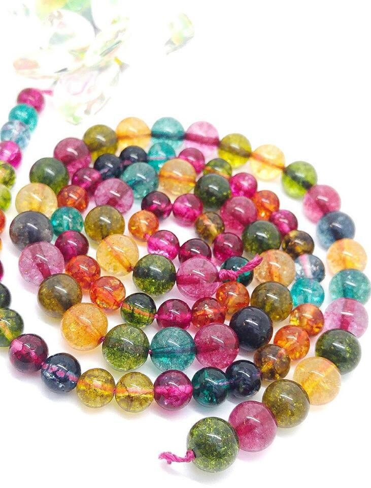 Rock Crystal Quartz Multi Coloured Rainbow Round beads / Quartz Gemstone Sparkling Vibrant Best Quality Beads /Choose size and Quantity