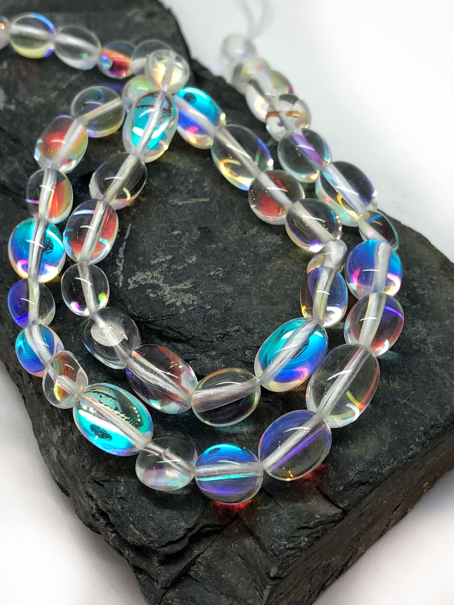 3 x Clear Aurora Borealis AB blue red Purple Rainbow Glass Magic Shine Beads 13-14 mm mm nuggets Two Tone beads / Best ever Beads / 3 Beads