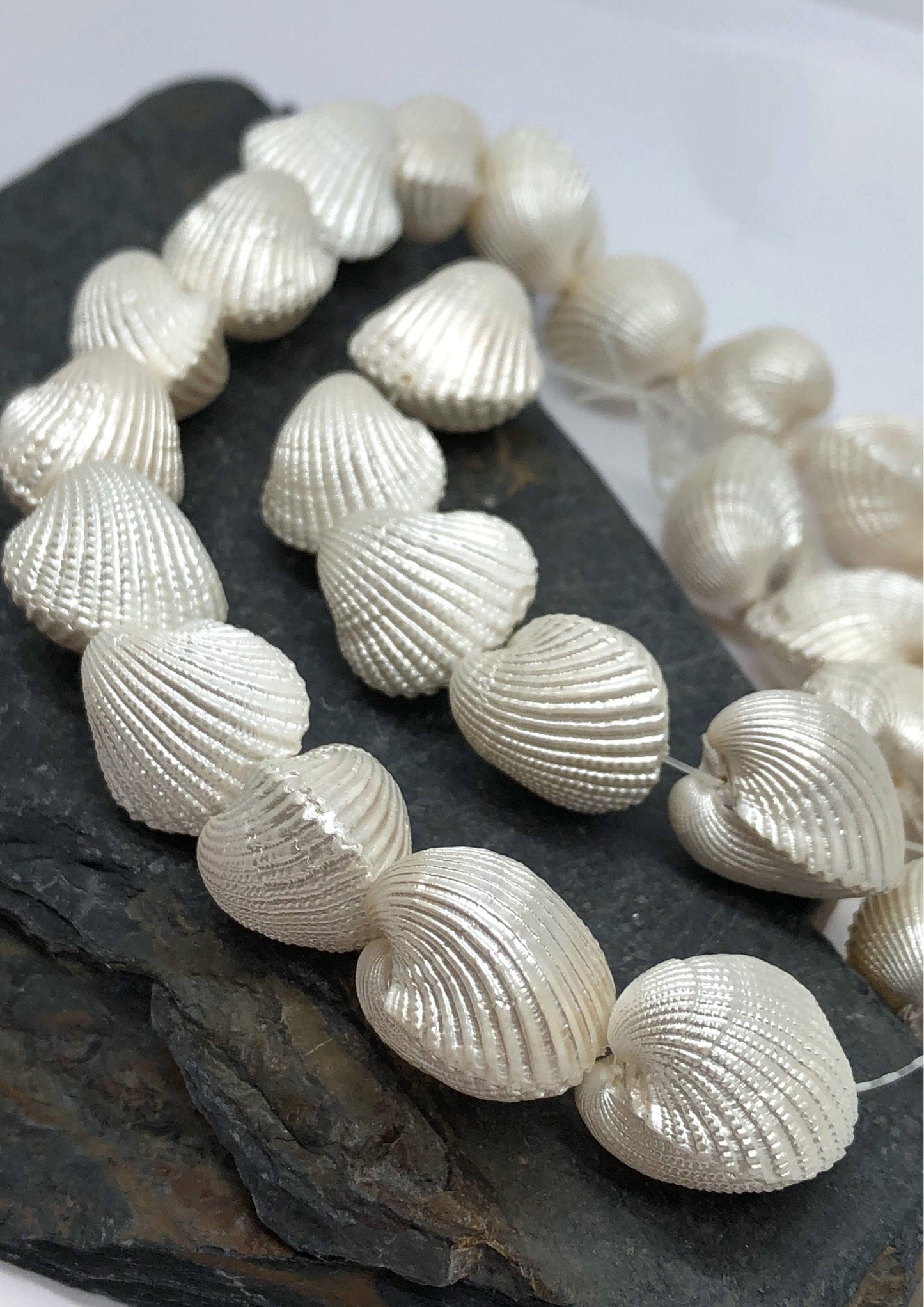 2 x Clam Shell Beads 18 x 17 approx Double Clam Shell Cockle Shell Pearly Bead Natural Shell Beads