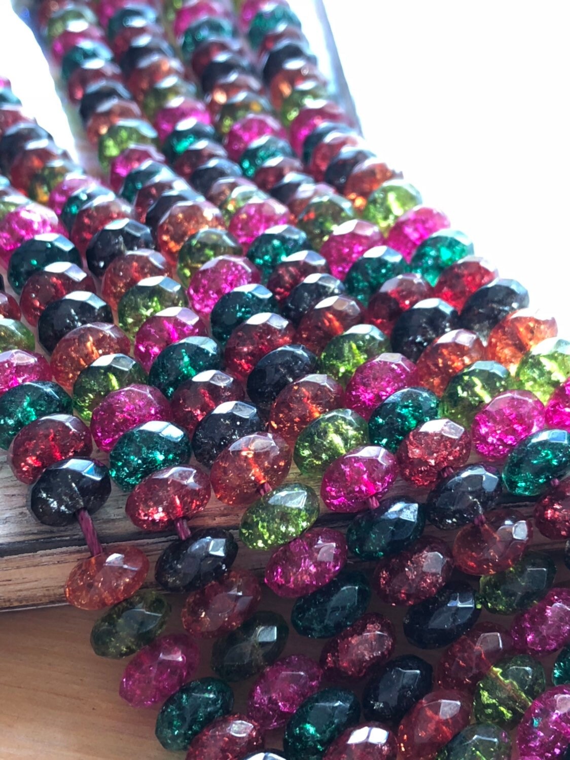 Rock Crystal Quartz Multi Coloured faceted Rainbow Rondelle beads / Quartz Gemstone Sparkling Vibrant Best Quality Beads / Choose Quantity