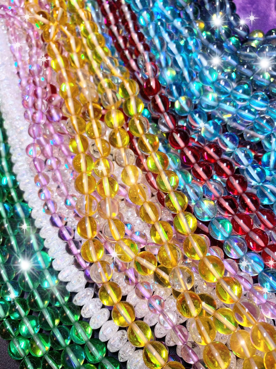Crystal Clear / Rainbow Glass Magic Shine Beads 8mm / Two Tone beads / Best ever Beads / Amazing sparkle beads