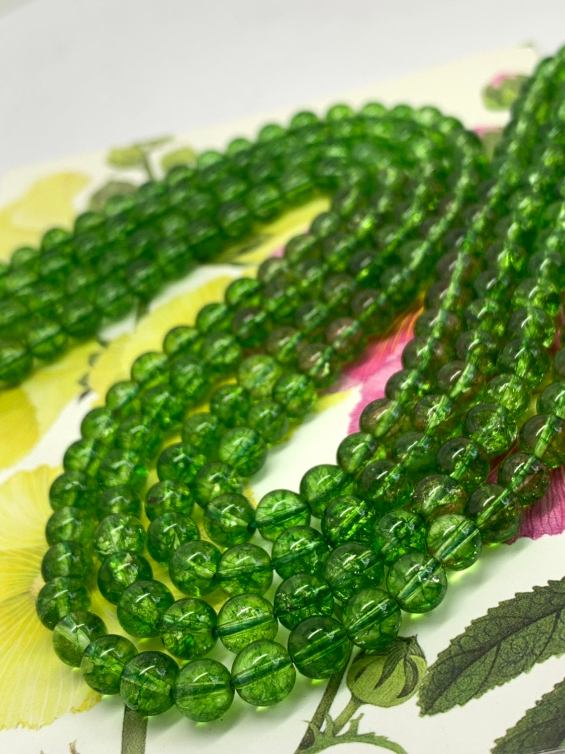 Green Quartz round Beads 6mm / Chrome Diopside Green / vibrant gemstone Quartz round beads