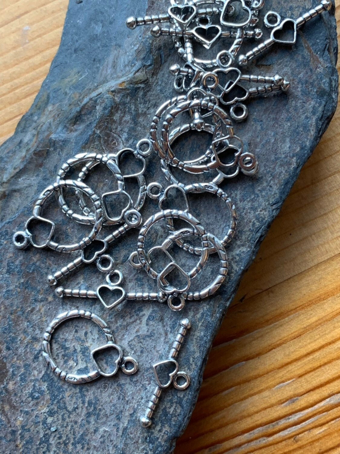 Sterling Silver Heart Toggle Clasp 14 mm - 1 clasp