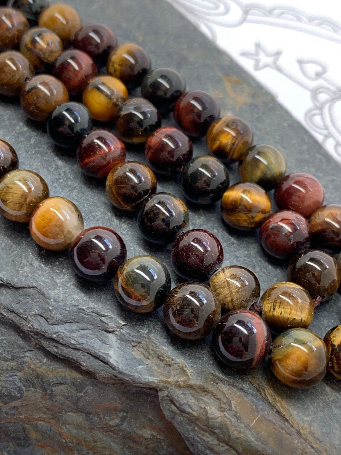 Tigers Eye Round Beads Multi Coloured Tigers Eye Gemstone 8mm