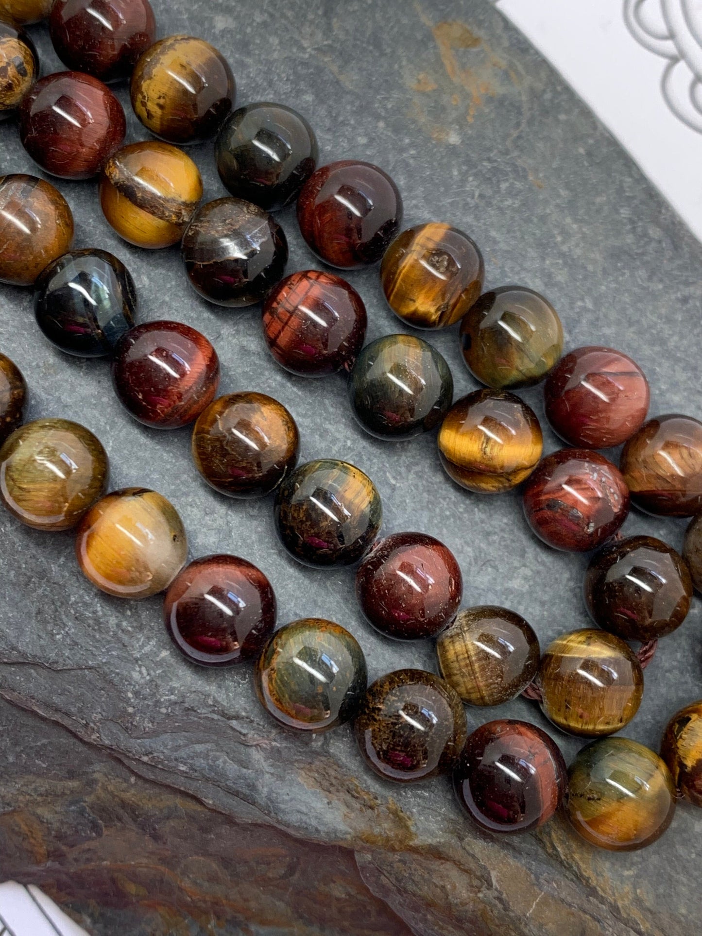 Tigers Eye Round Beads Multi Coloured Tigers Eye Gemstone 8mm