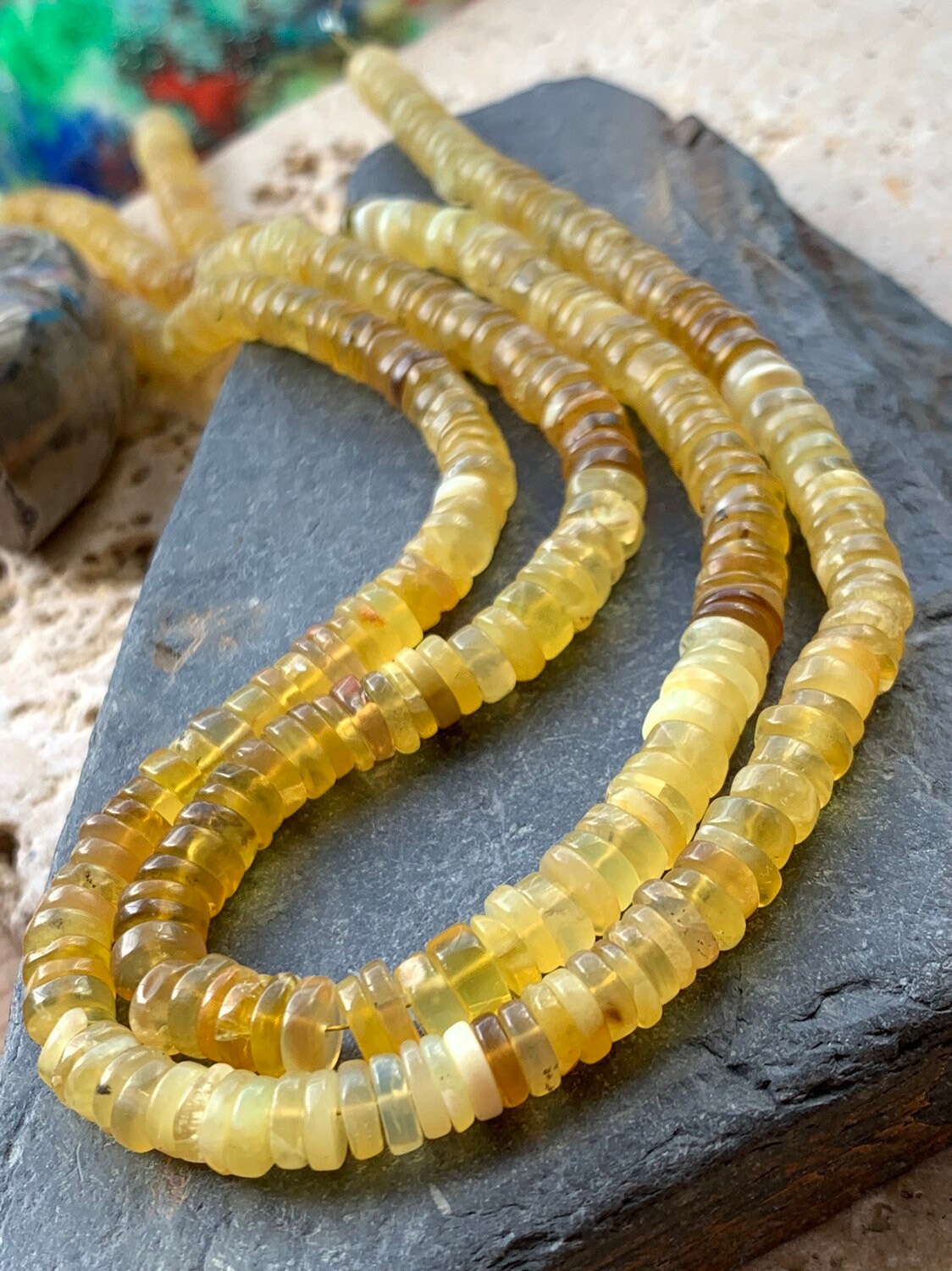 Amazing glowy Honey Yellow Opal Rondelle Spacer Heishi Beads / Golden Opal beads 6-7mm approx