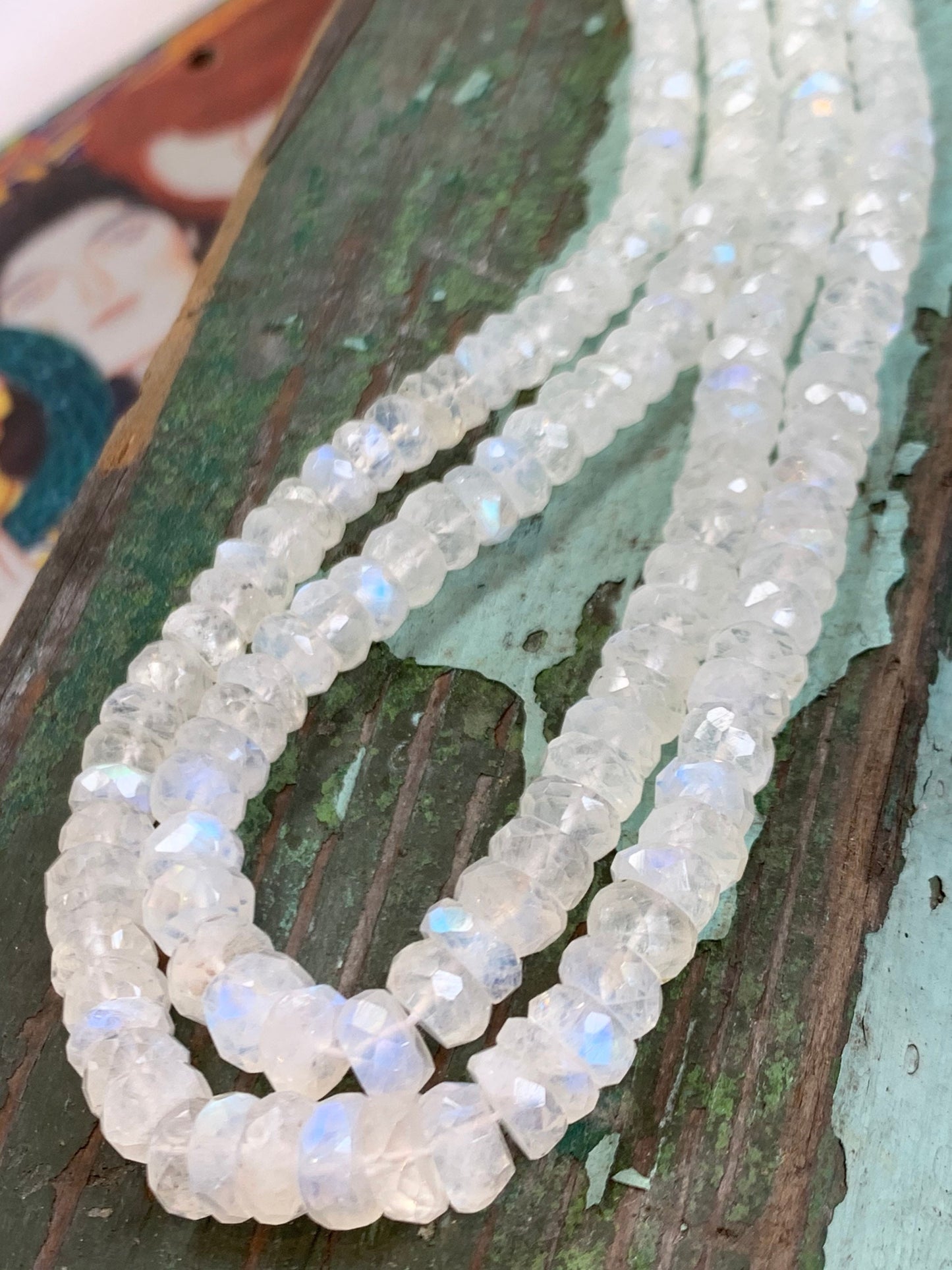 Rainbow Moonstone hand faceted Rondelle Round Beads 4 mm approx handcut / Glowing Moonstone Gemstone Beads / 33 cm strand
