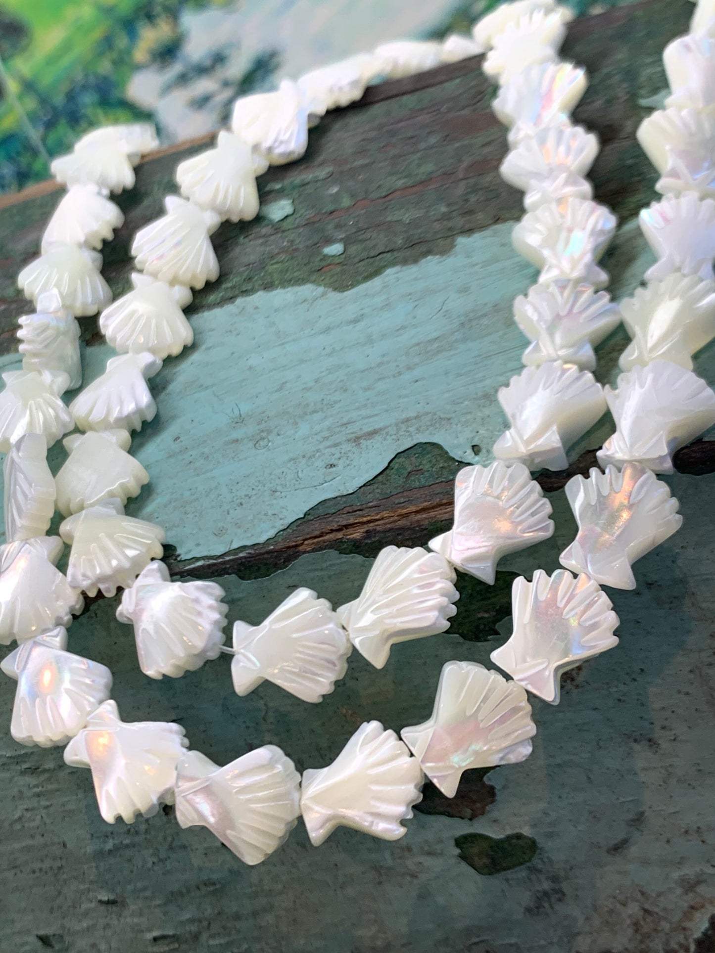 Beautiful Mother of Pearl carved Shells Cockle shell pearly beads 10mm MOP beads