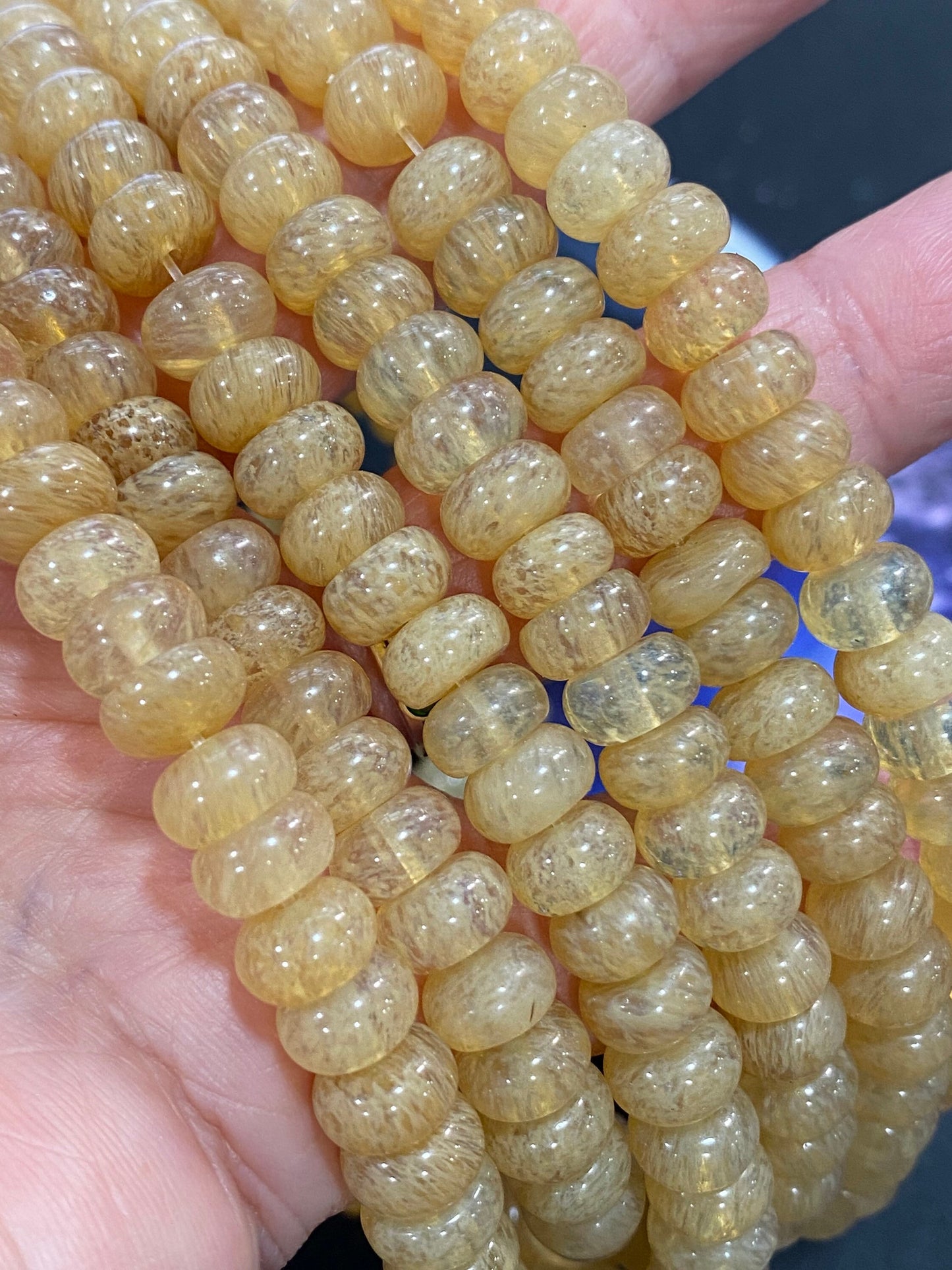 4 x Coffee Caramel Golden Quartz Rondelle disc spacer Beads Disc Beads / 4 beads / 8 x 5 mm