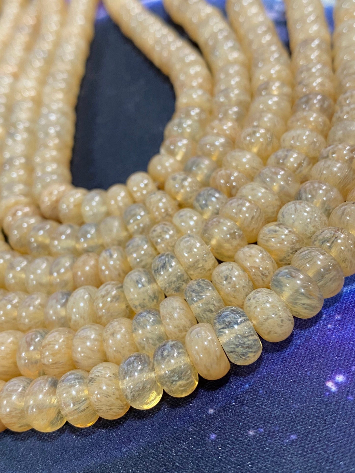 4 x Coffee Caramel Golden Quartz Rondelle disc spacer Beads Disc Beads / 4 beads / 8 x 5 mm