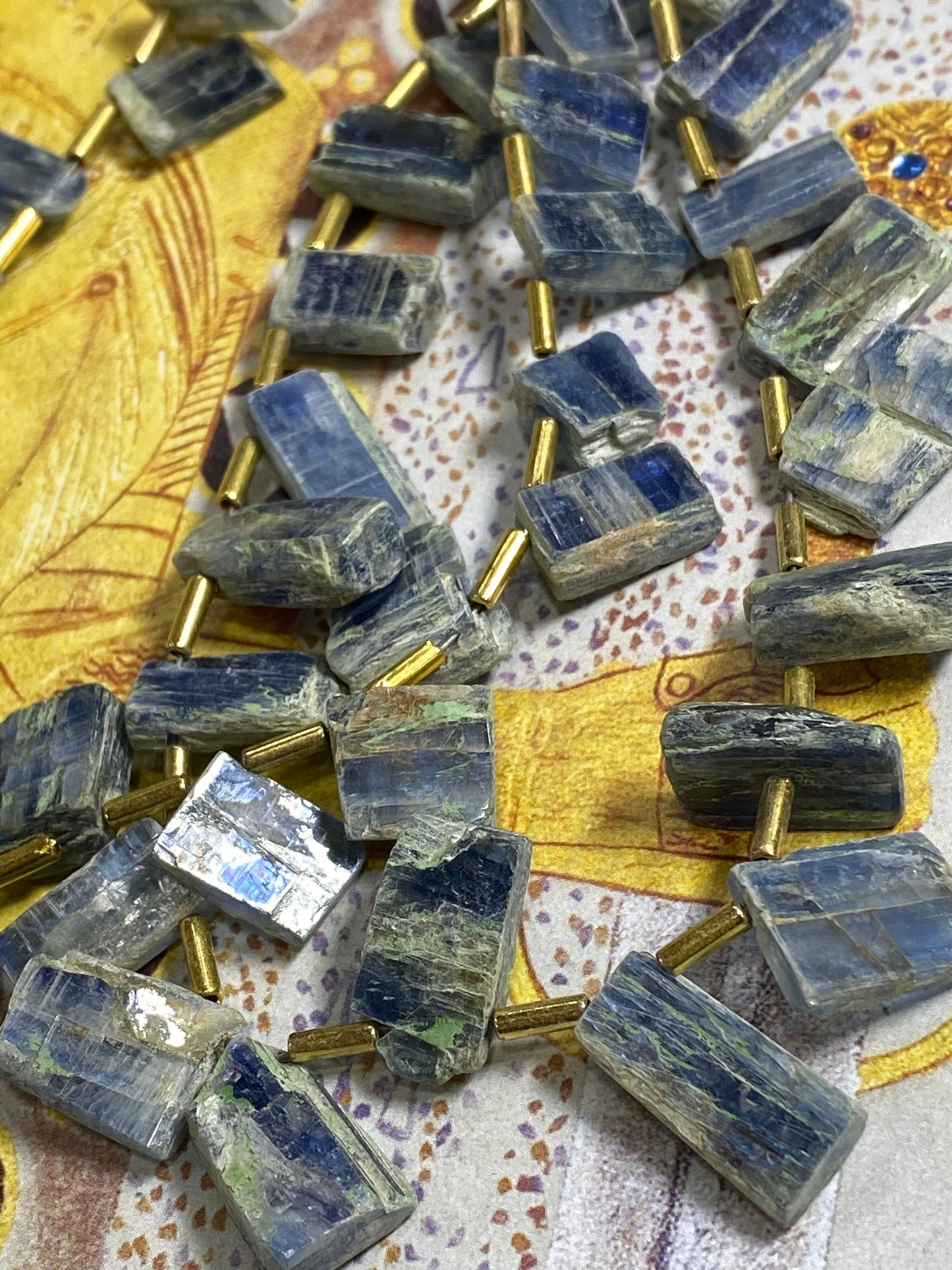 Natural Blue Kyanite Rustic Slab Beads 15-26mm / Blue Gemstone Irregular Cut Beads / Freeform Kyanite Gemstone Beads Drilled Square sticks