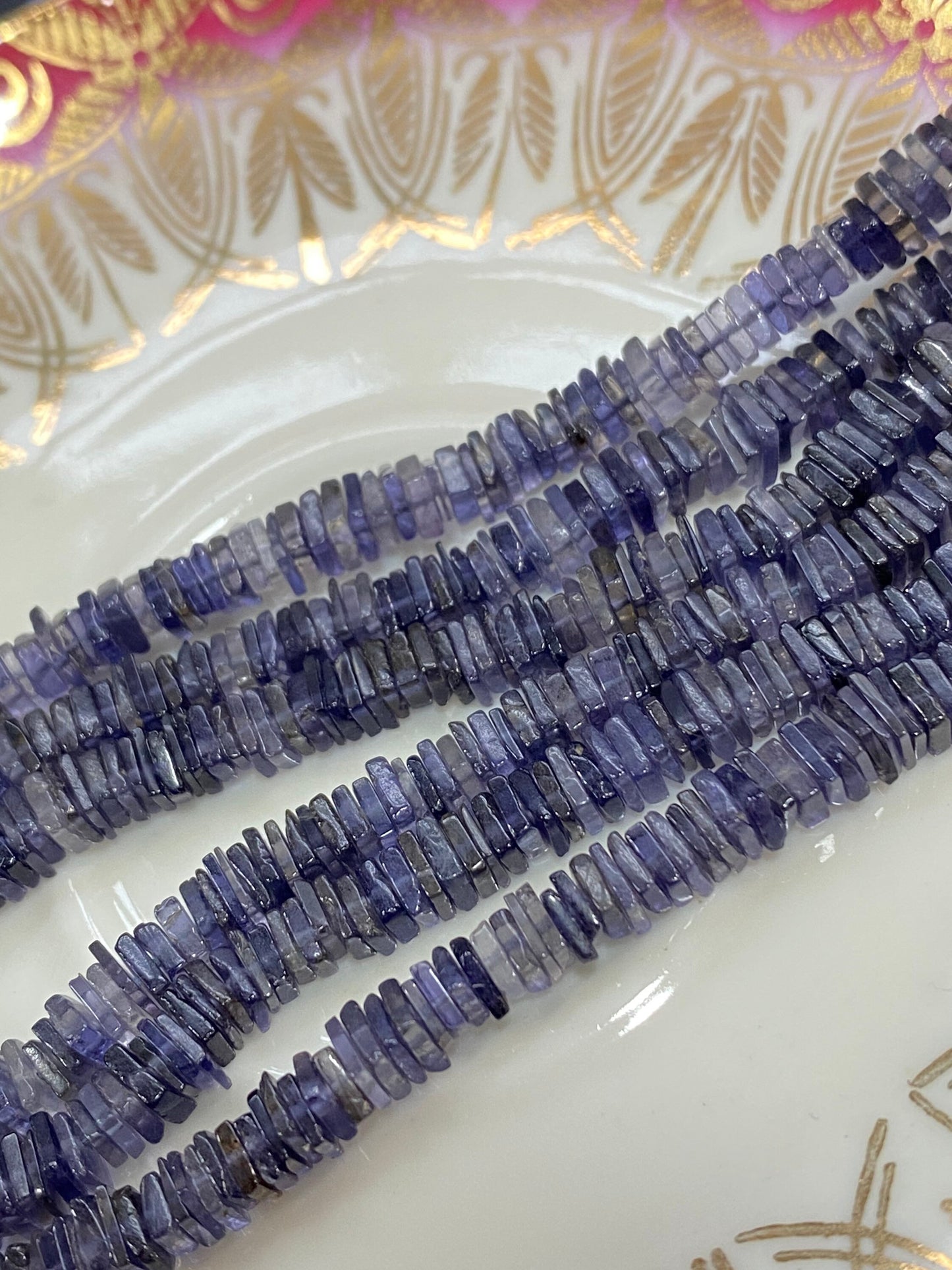 Iolite Square Heishi Rondelle Beads 5 mm approx / Natural Handmade Iolite Beads / Blue Beads / Natural Handmade Gemstone Beads / 10 beads