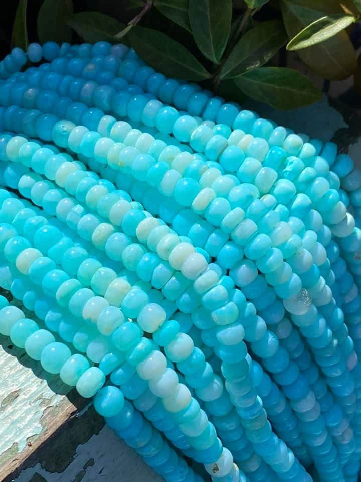 Amazing glowy Minty Aqua Opal Blue rondelle beads spacer unique beads 7mm approx handcut rustic beads