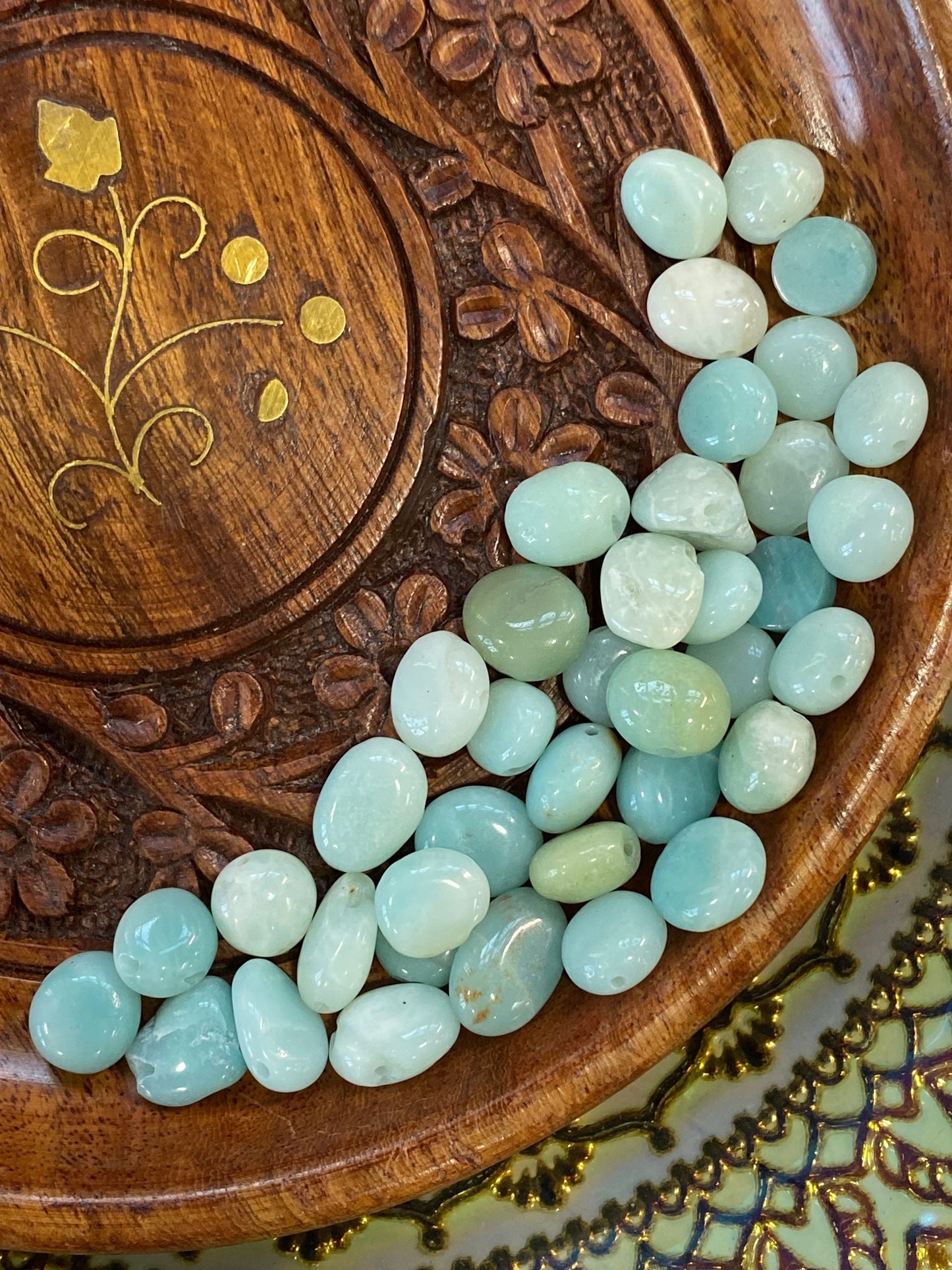 4 BEADS - Natural Amazonite Nugget Beads 8-12 mm approx / Lovely soft Birds Egg Blue / Amazonite Gemstone Beads