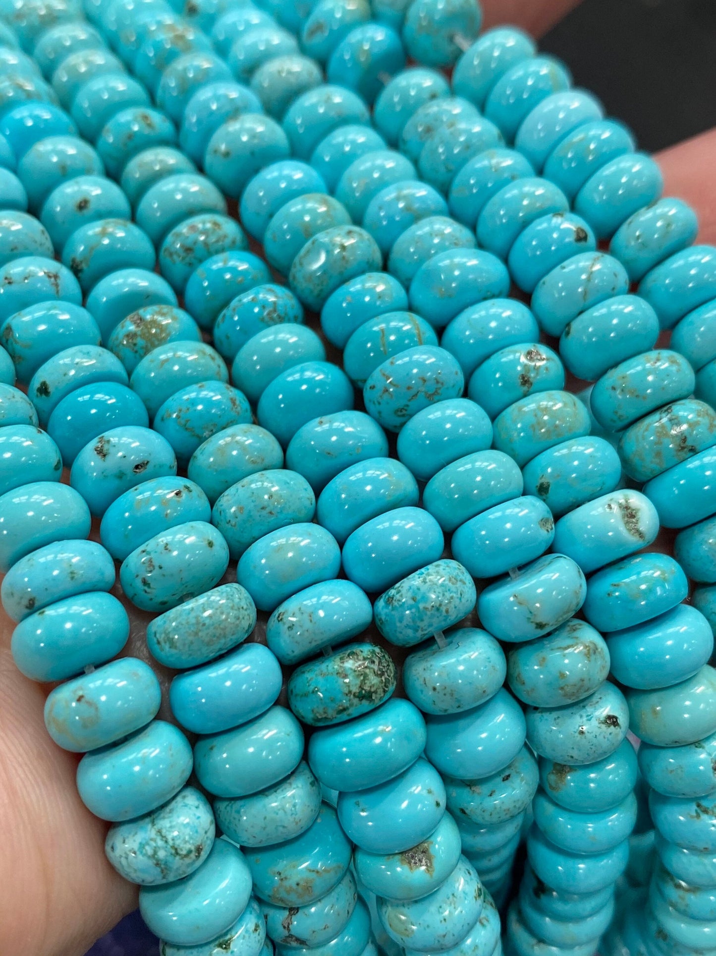 Rustic Stabilised Turquoise 6mm rondelles / Turquoise gemstone disc beads / Blue Turquoise Beads for Jewellery Making