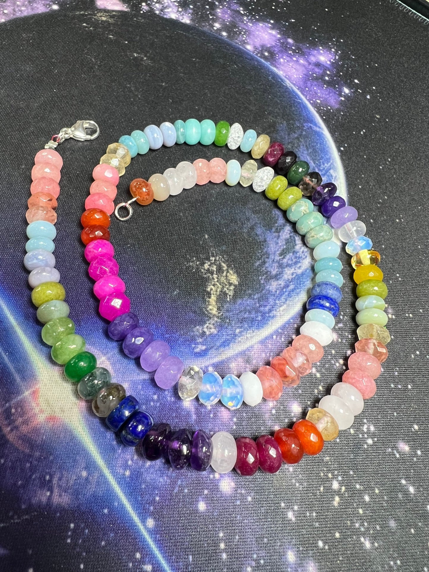 MONICA'S Custom Rainbow Multi Gemstone Beads 16cm
