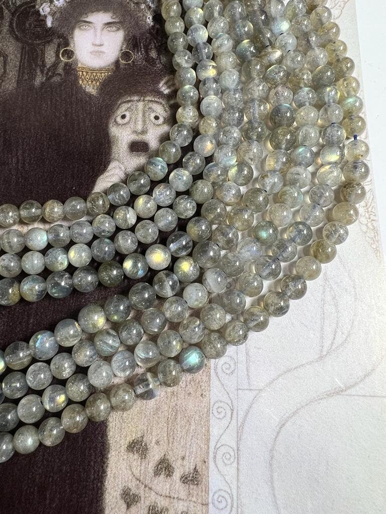 Labradorite Handcut Round Beads 5mm Approx / 15.5" Strand / Blue Orange Green Labradorite / Labradorite Gemstone Beads