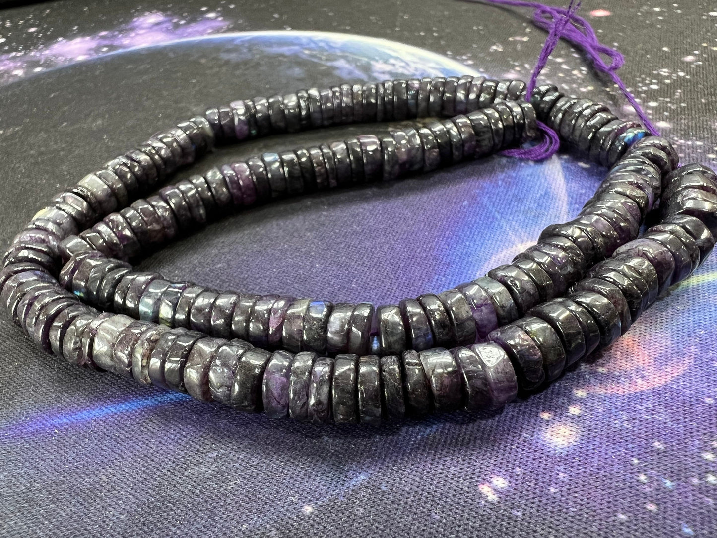 Rustic Purple Labradorite Tyre Heishi Rondelle handmade beads 7mm approx