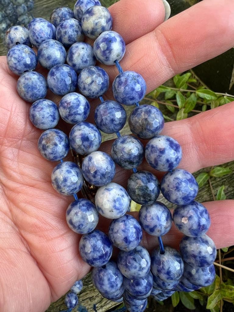 Natural Faceted Denim Lapis Lazuli Beads 10mm / Denim Blue Lapis Gemstone Beads / Round Denim Lapis Beads / Natural Lapis Beads