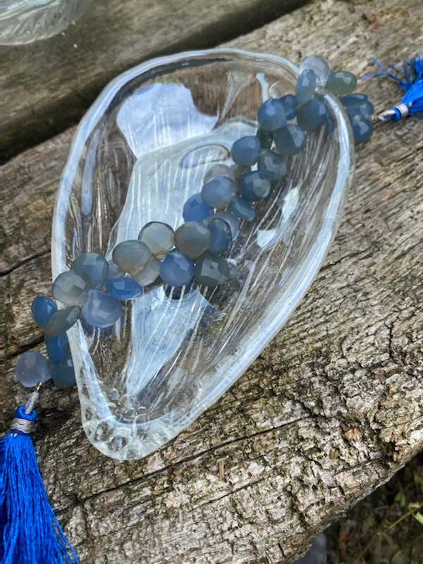 Glowy Grey Blue Blue Chalcedony Faceted Handcut rustic Briolette beads 10-12mm approx CHOOSE QUANTITY heart briolettes
