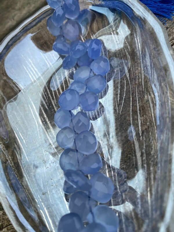 Pale Blue Chalcedony Faceted Handcut rustic Briolette beads 10-12mm approx CHOOSE QUANTITY heart briolettes