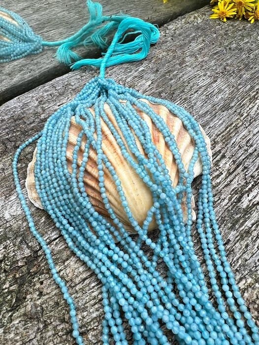 Natural milky blue faceted Aquamarine tinies / 2mm