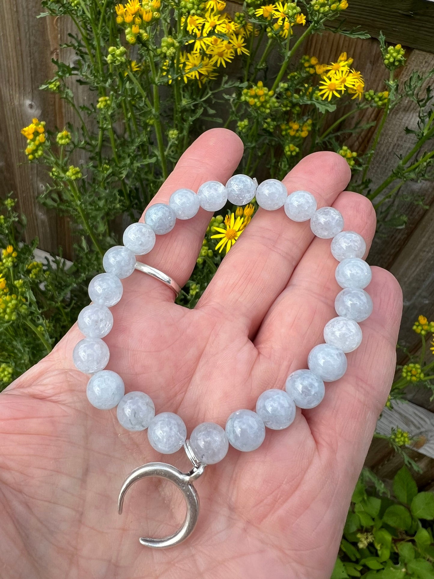 Dreamy * Aquamarine Pale Blue Gemstone Bracelet CUSTOM Made to order With Charm.