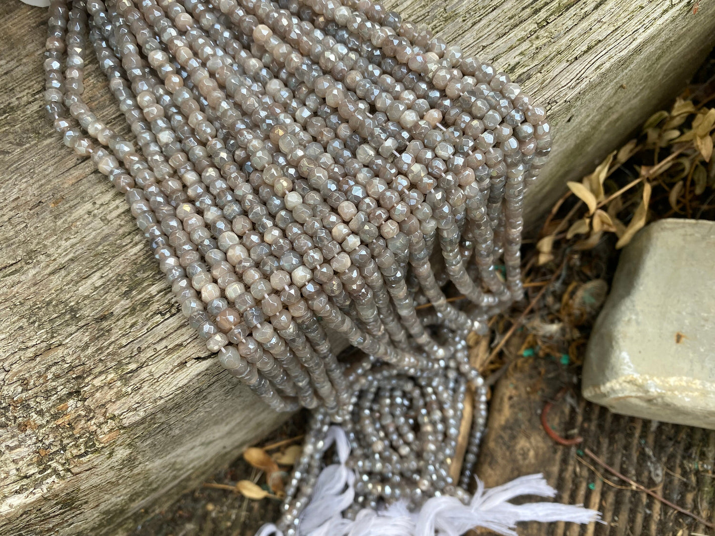 Grey Moonstone Hand Faceted Silvered Rondelle Round Beads 5mm approx Moonstone Beads Glowing Moonstone Gemstone Beads