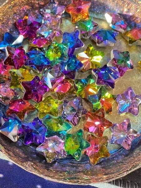 1 x Multi Tonal Crystal stars top drilled 12mm / Rainbow Crystal Beads / Star Shaped Beads / Mystic Crystal Beads / 1 bead
