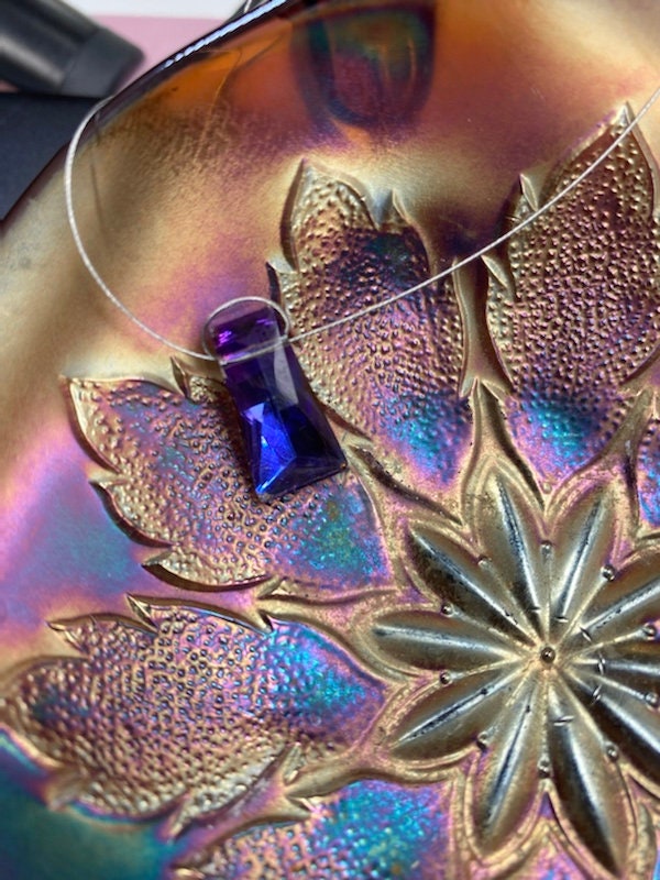 Top-drilled Crystal Trapezium Faceted Beads 1x 20mm / Two Tone Crystal Beads / Magic Crystal Beads / Iridescent Beads / Purple Pink Vitrail