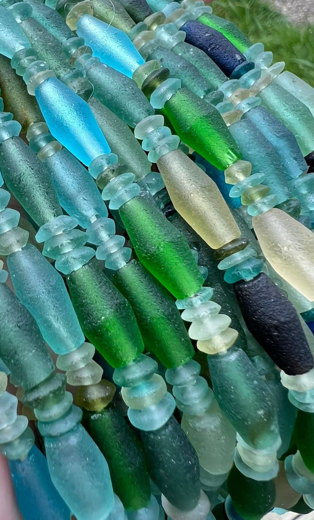 Roman Glass Vases Blue Aqua Green Natural aged beads / Roman Glass Spacers / Ancient Rare Beads / unique beautiful Antique beads