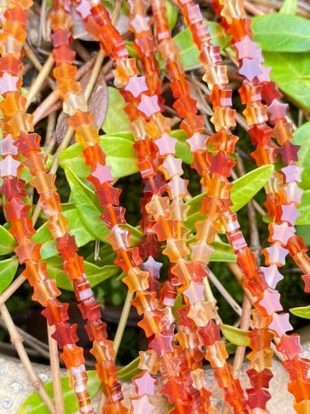 Carnelian Stars 5mm / TOP Quality Carnelian beads / Carnelian Agate / Fire Carnelian Gemstone Beads / 4 beads