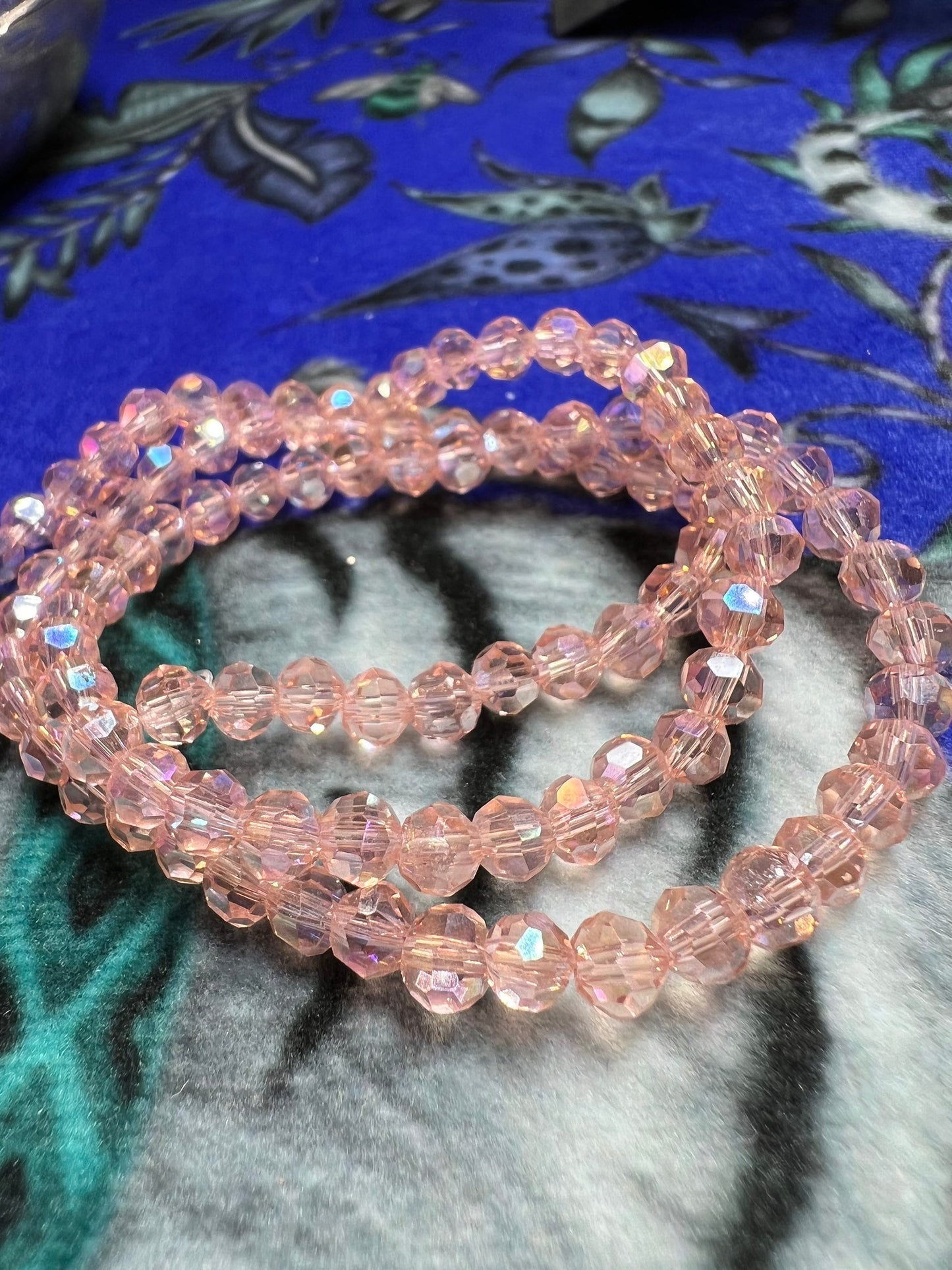 6 x pale pink Aurora Borealis AB sparkling Crystal beads 4mm