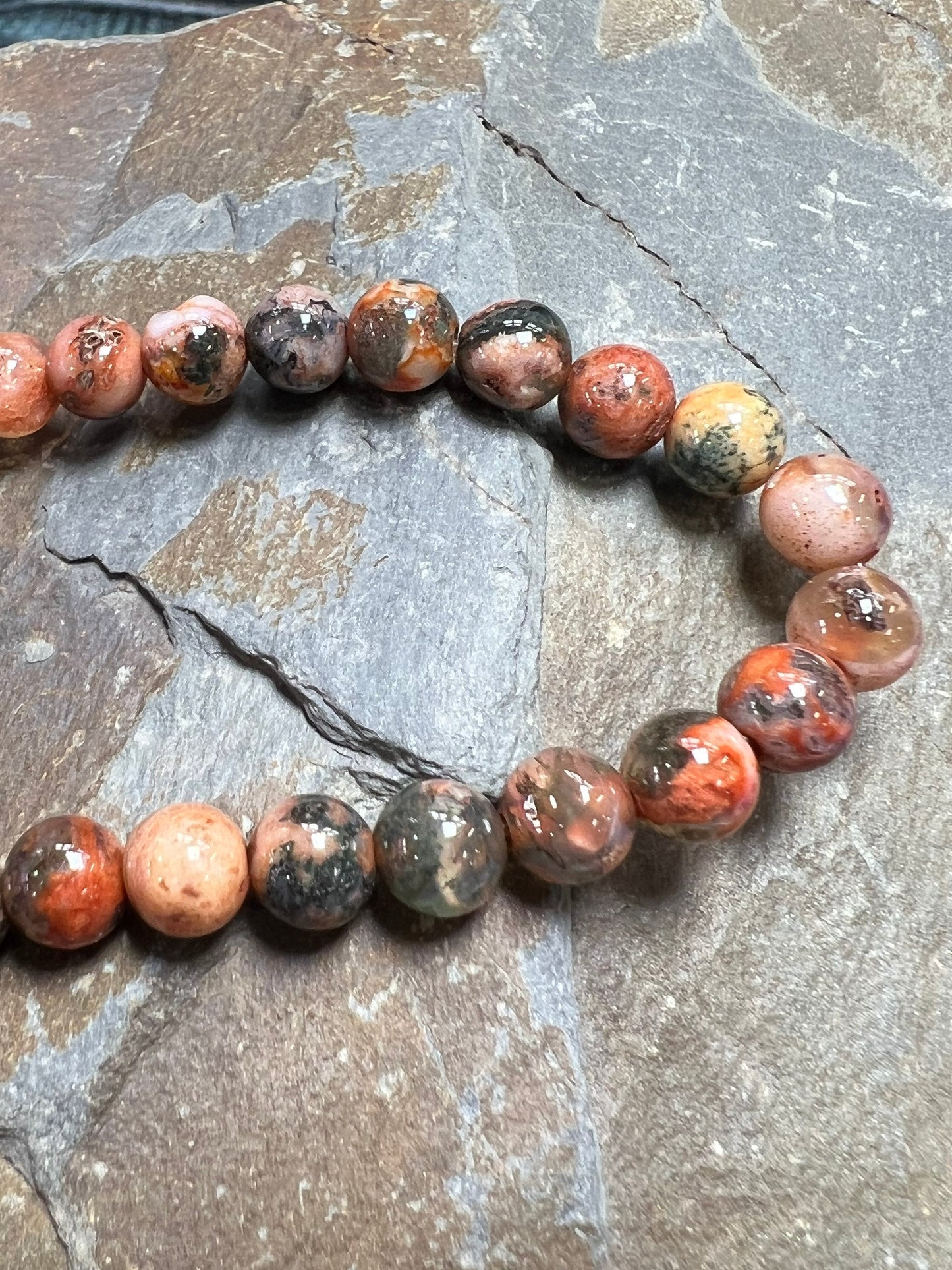 4 x Crazy Agate round beads / yellow crazy 6 mm/ Rustic Agate beads / Natural Brown Agate Beads / orange Gemstone Beads / 4 small Beads