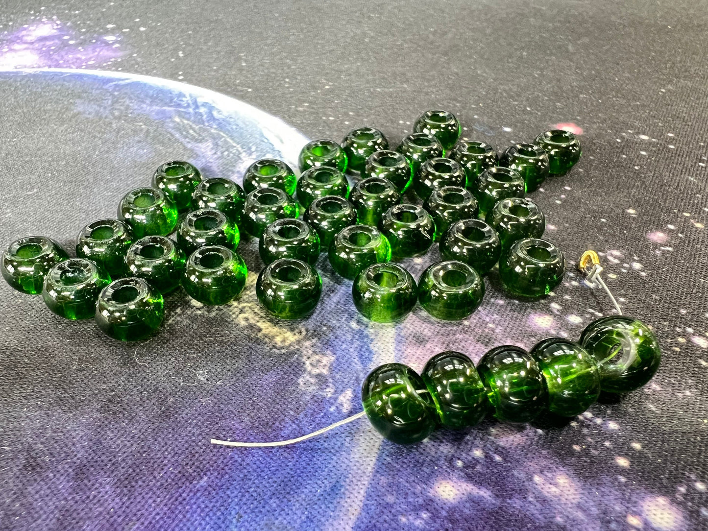 Beautiful Russian Diopside Vibrant Green Glass Large Hole Rondelle Beads 8 x 5 mm Choose Quantity