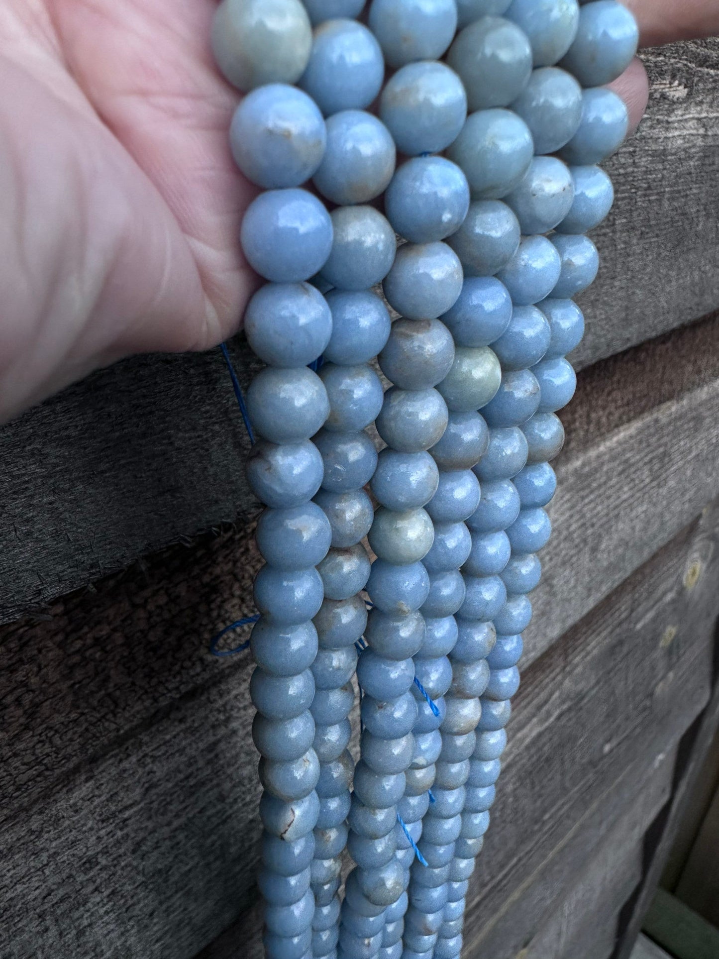 Rustic natural Soft Blue Angelite round Beads - Gemstone beads for Healing 6mm or 8mm