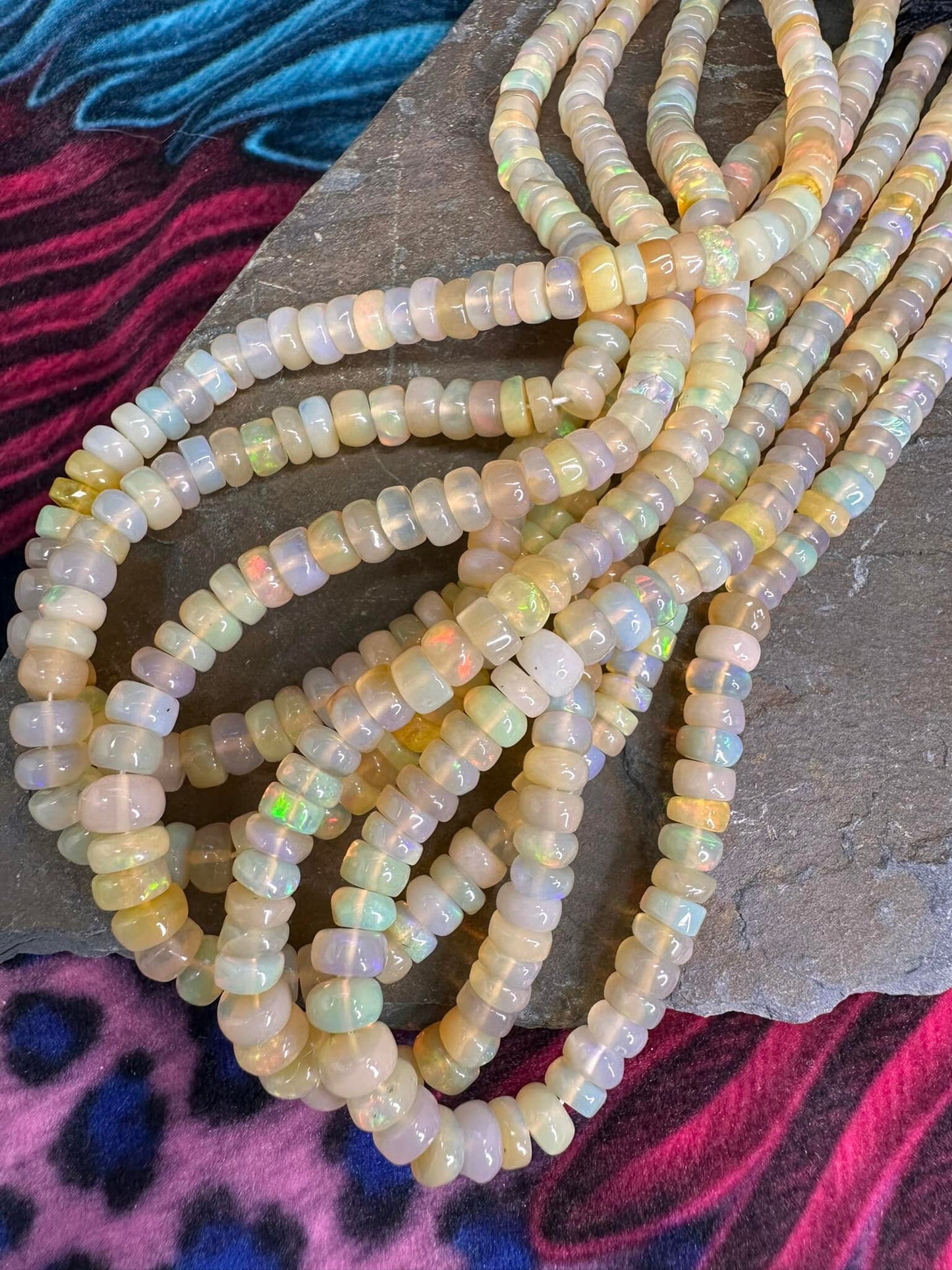 Amazing glowy rustic Ethiopian Opal Smooth handmade Gold multi colour Rondelle Spacer Beads / Fiery beads / Choose quantity 3.5-5mm mm