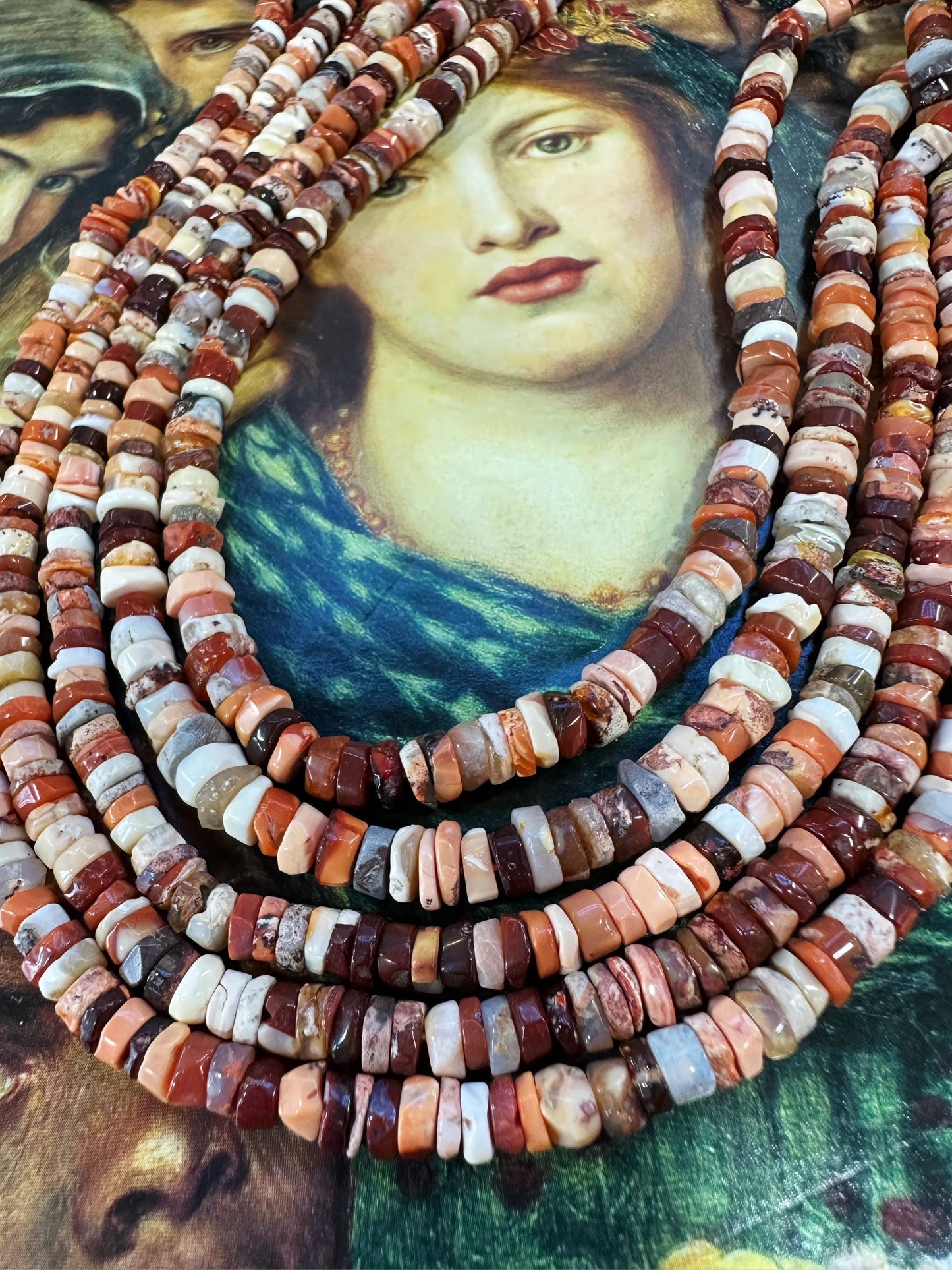 Amazing Multi Tonal Rustic Mexican Opal Rondelle Spacer Heishi rondelle Beads / Unique Earthy beads 5-7mm