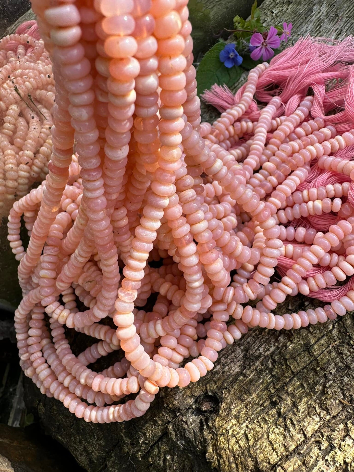 Amazing rustic Pink Opal Smooth handcut Rondelle Spacer Beads 5mm approx / Salmon Pink / Choose quantity