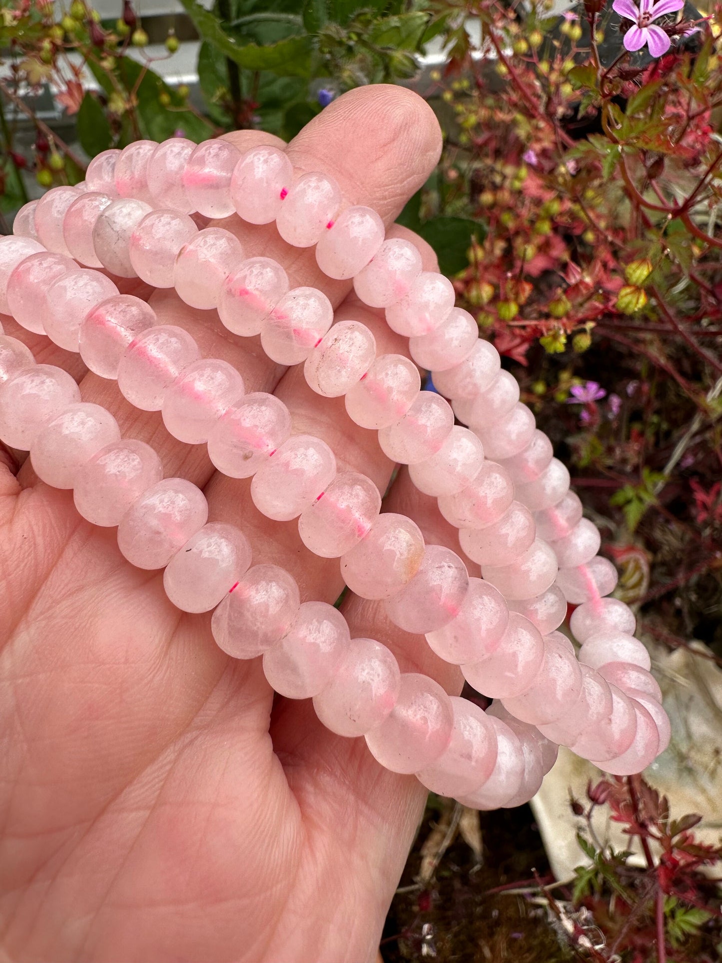 Natural Rose Quartz pale pink 8mm Rondelle spacer Beads / Natural Gemstone Beads/ 8mm