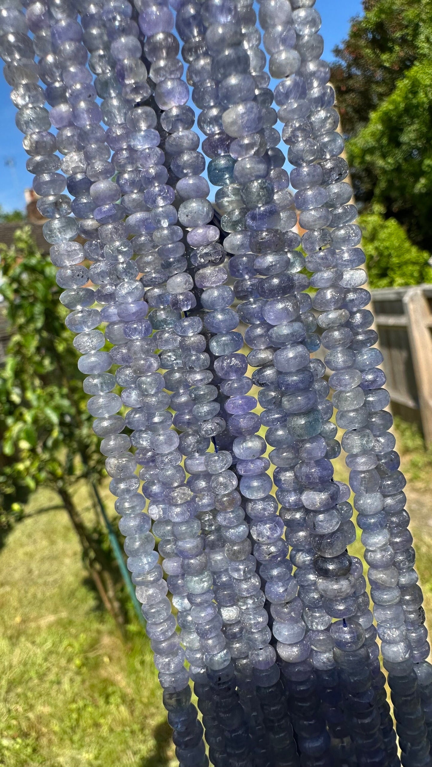 Natural Handcut Rustic Tanzanite Ethereal Wisteria Purple Smooth multi tonal rondelles 5-6mm
